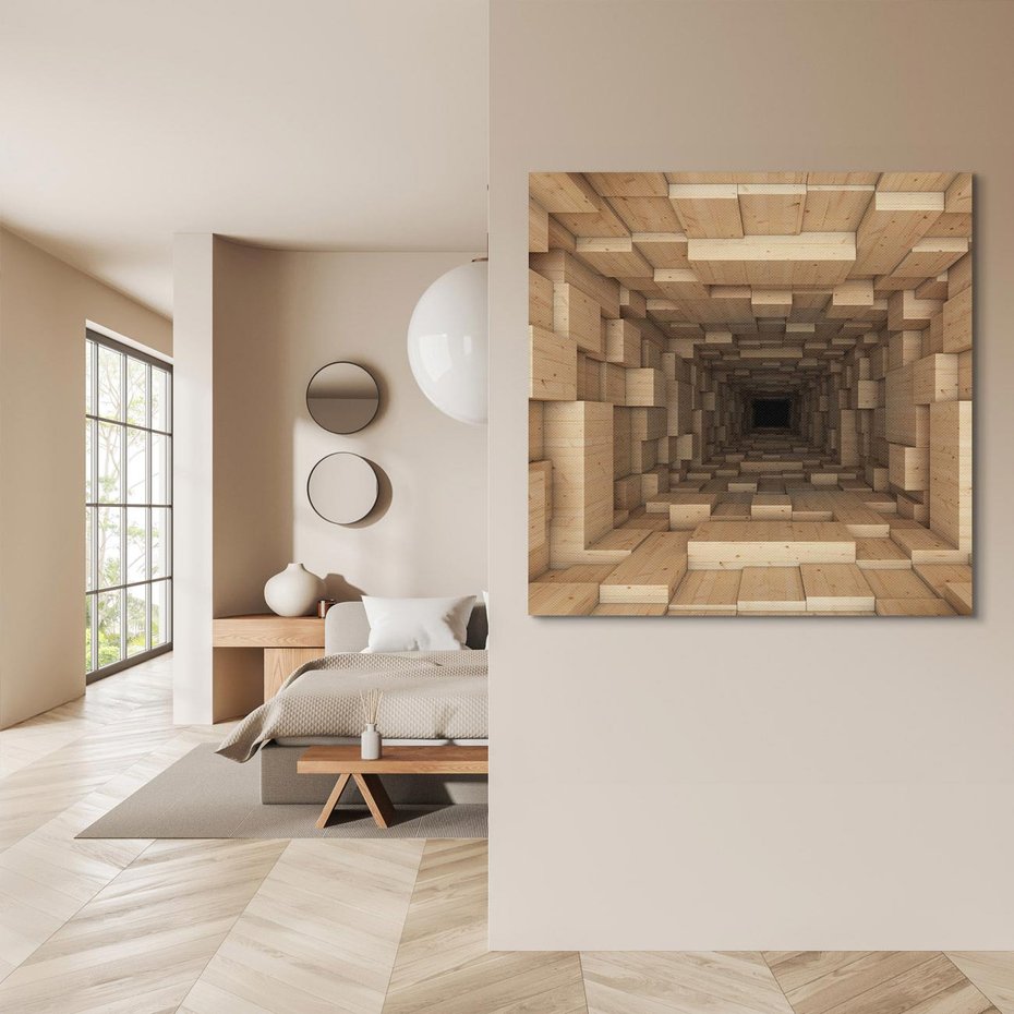 Obraz na płótnie 40x40 - Abstrakcyjny 3D tunel: Podróż w głębię - 3D, tunel