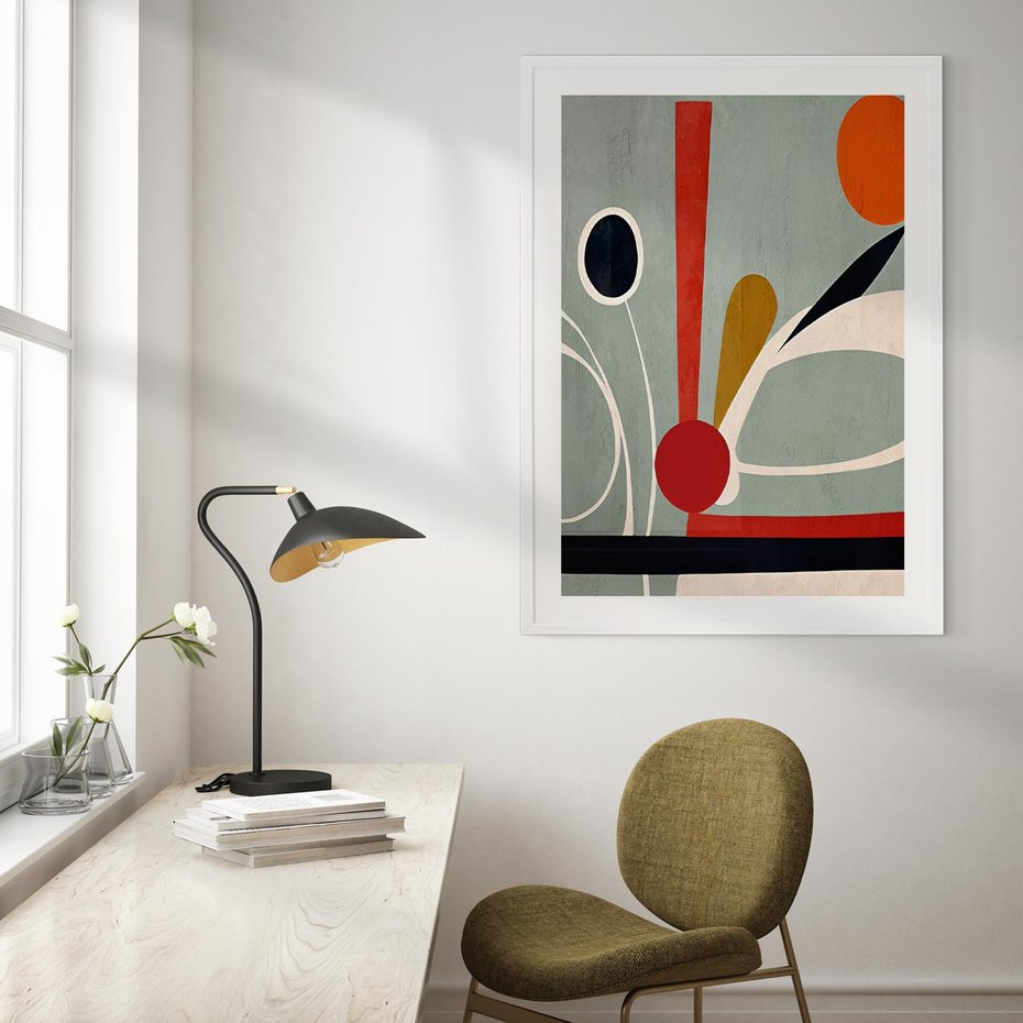 Plakat bez ramy 21x30 - Harmonia Kolorowych Impulsów - abstrakcyjny obraz olejny, dziwne formy