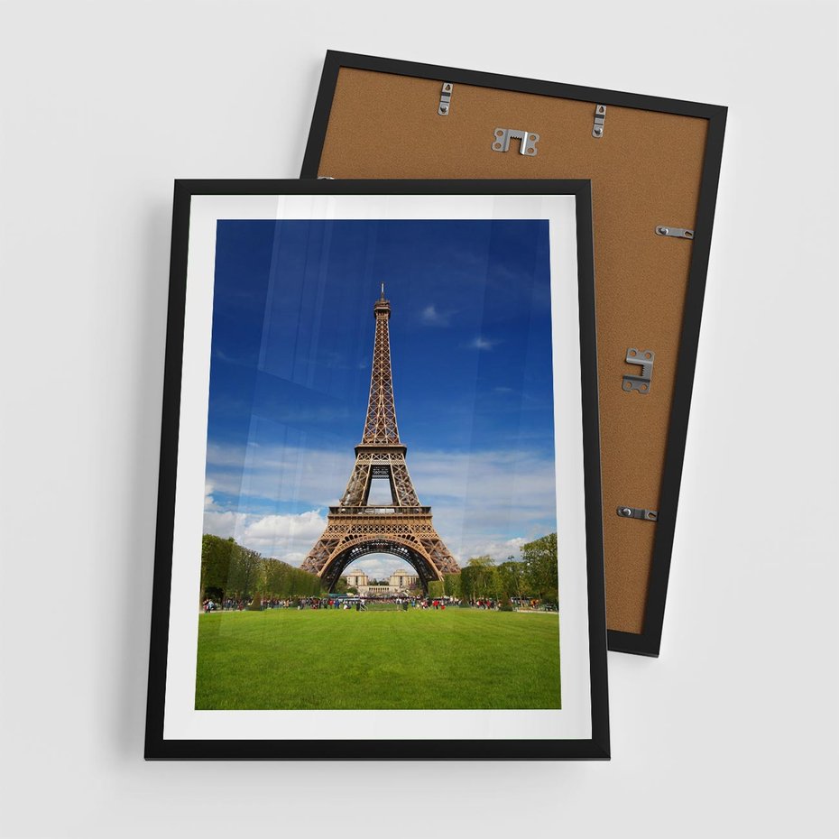 Plakat w ramie 50x70 - Eiffla: symbole Paryża - Eiffla, Paryż - rama czarna