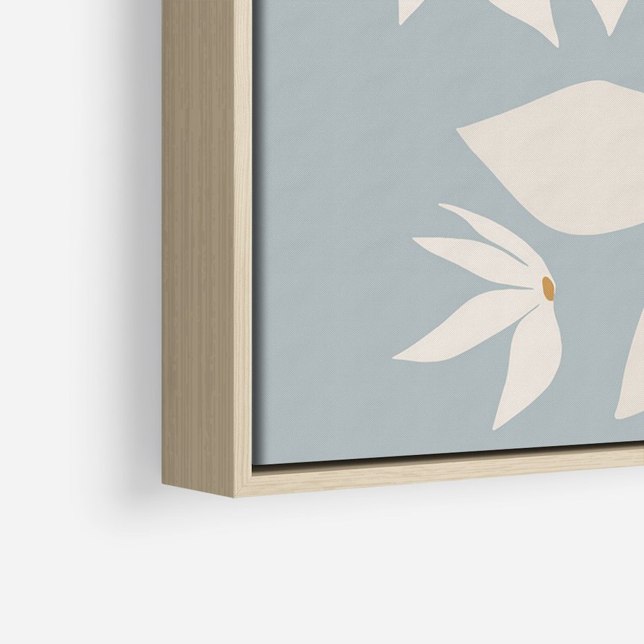 Obraz w ramie 80x120 - Błękit Kwiatów - kwiaty, nowoczesne i minimalistyczne - rama drewno