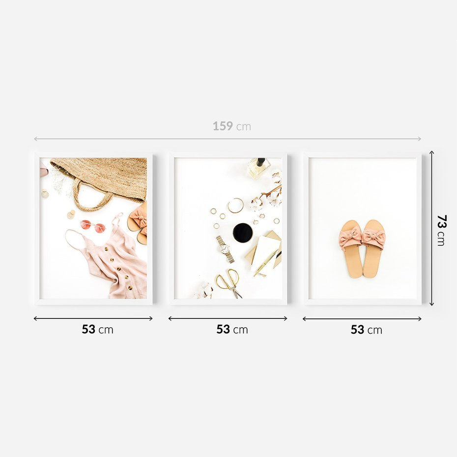 Zestaw obrazy w ramie 50x70 galeria - Moda, fashion, wakacje - rama biała