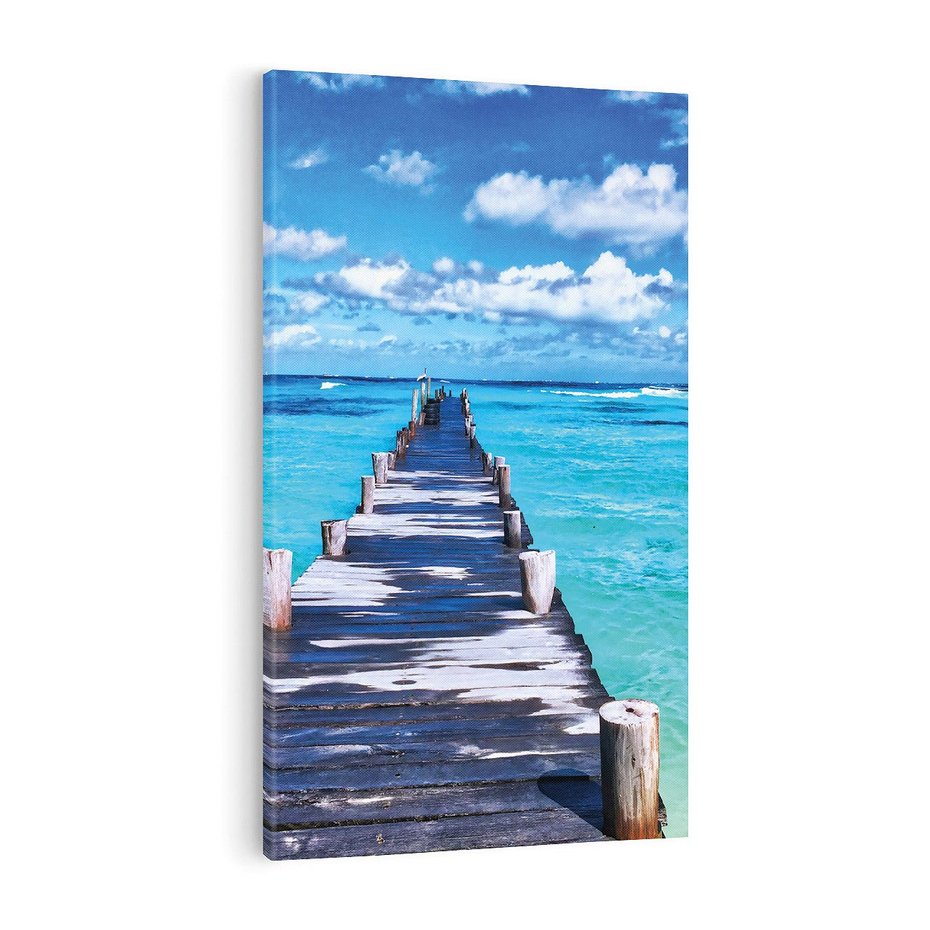 Obraz na płótnie 80x120 - Molo na Plaży Morza - molo, plaża