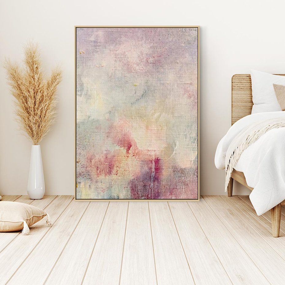 Obraz w ramie 50x70 - Miękka Melodia Pasteli - olejne płótno, pastelowe kolory - rama drewno