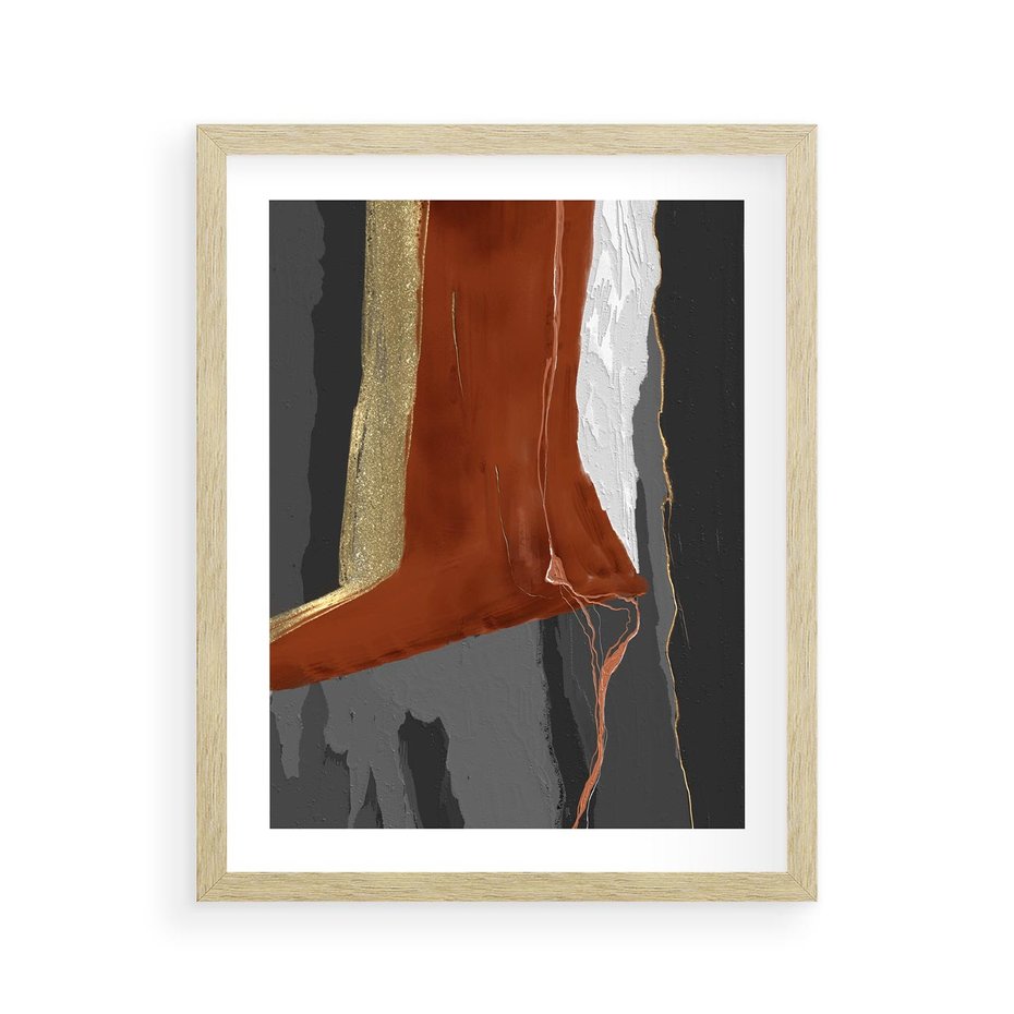 Plakat w ramie 40x50 - Abstrakcyjna impresja - abstrakcja, nowoczesny - rama drewno
