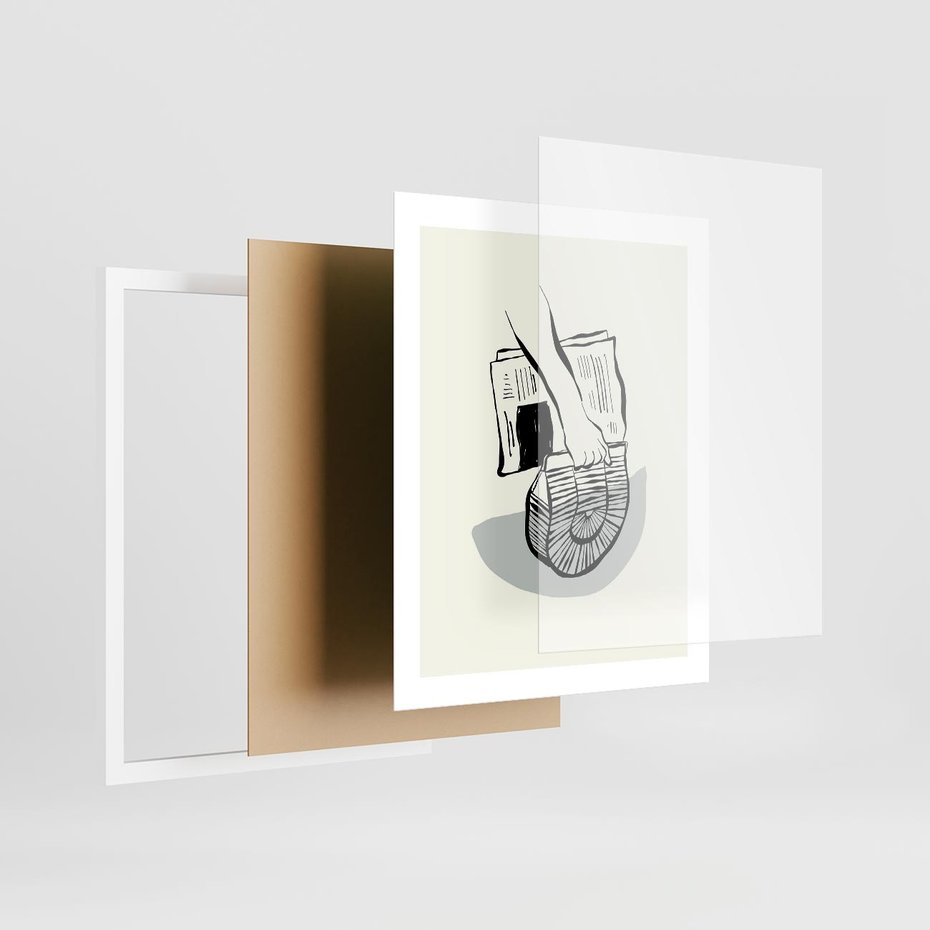 Plakat w ramie 40x50 - Szkicowe Gazetowe Inspiracje - grafika, szkic - rama biała