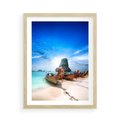 Plakat w ramie 50x70 - Morze na Łodzi - morze, łódź - rama drewno
