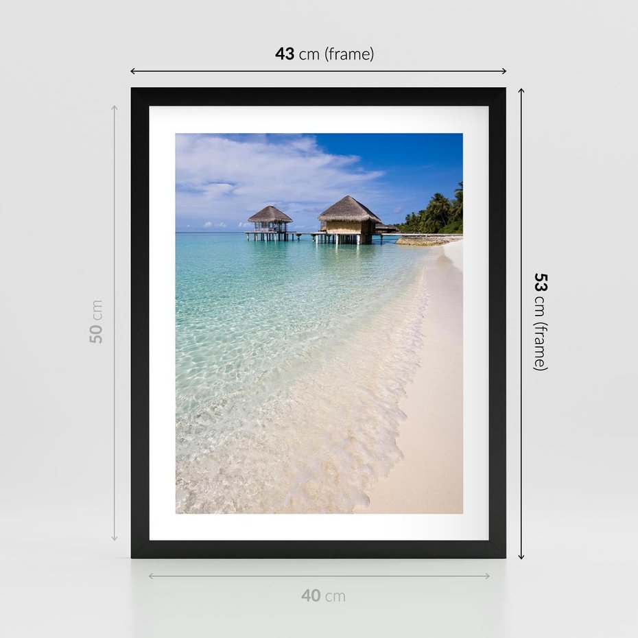 Plakat w ramie 40x50 - Rajski klimat plaży tropikalnej - plaża, tropiki - rama czarna