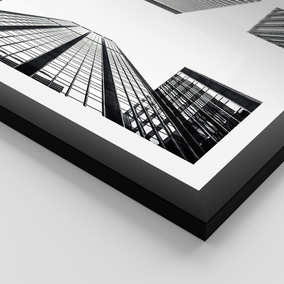 Plakat w ramie 30x40 - Architektoniczna Symetria - architektura, wysoki wieżowiec - rama czarna