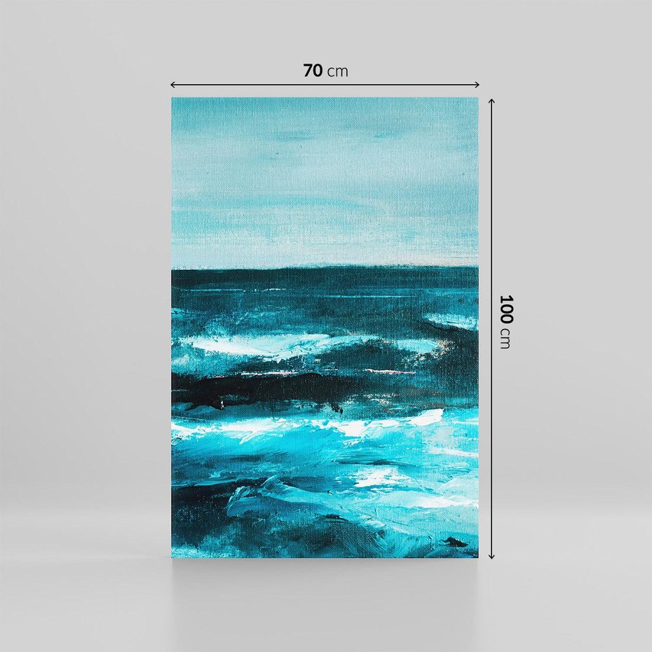 Obraz na płótnie 70x100 - Burza Nad Granatowym Oceanem - piękny marynistyczny obraz olejny, wzburzone ciemne morze