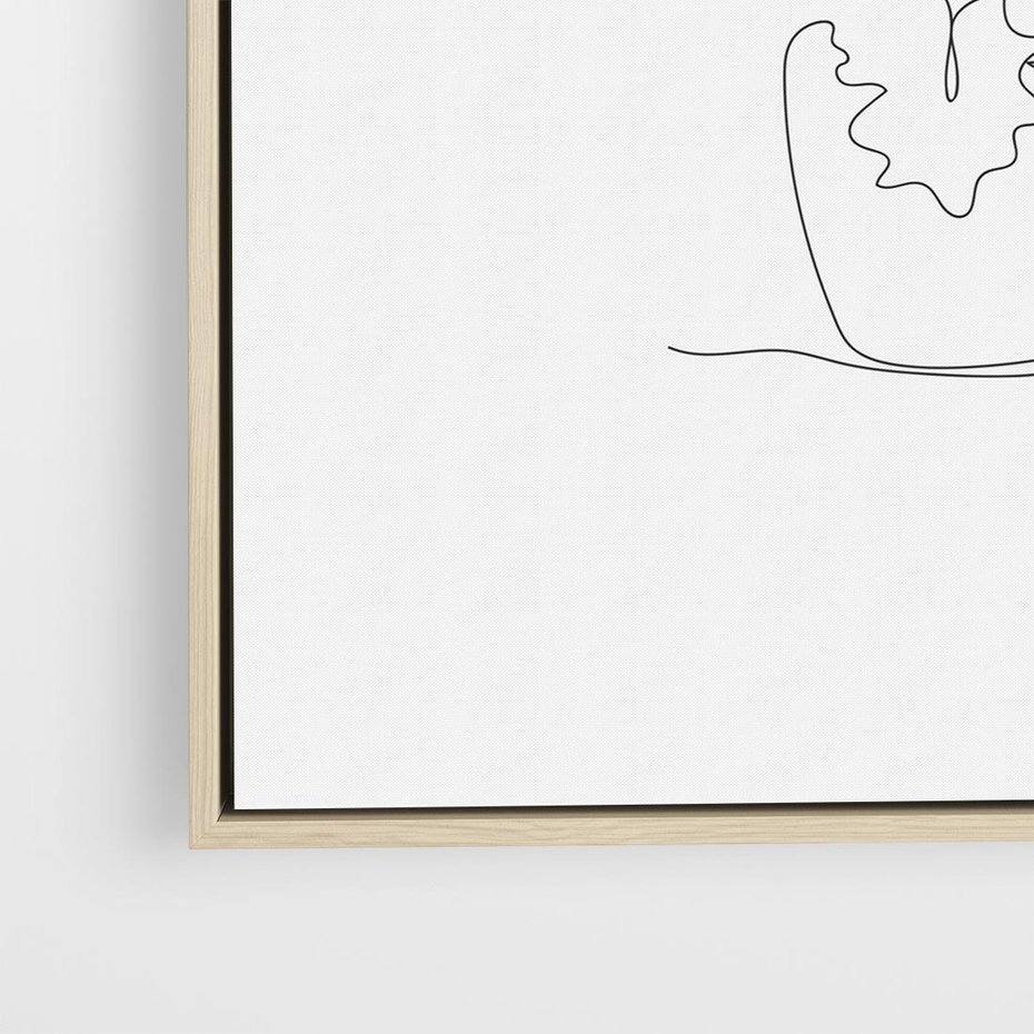 Obraz w ramie 80x80 - Rozkwitające Formy - szkic, minimalizm - rama drewno