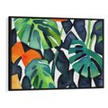 Obraz w ramie 70x50 - Tropikalne Pragnienia - akwarela, liście tropikalne - rama czarna