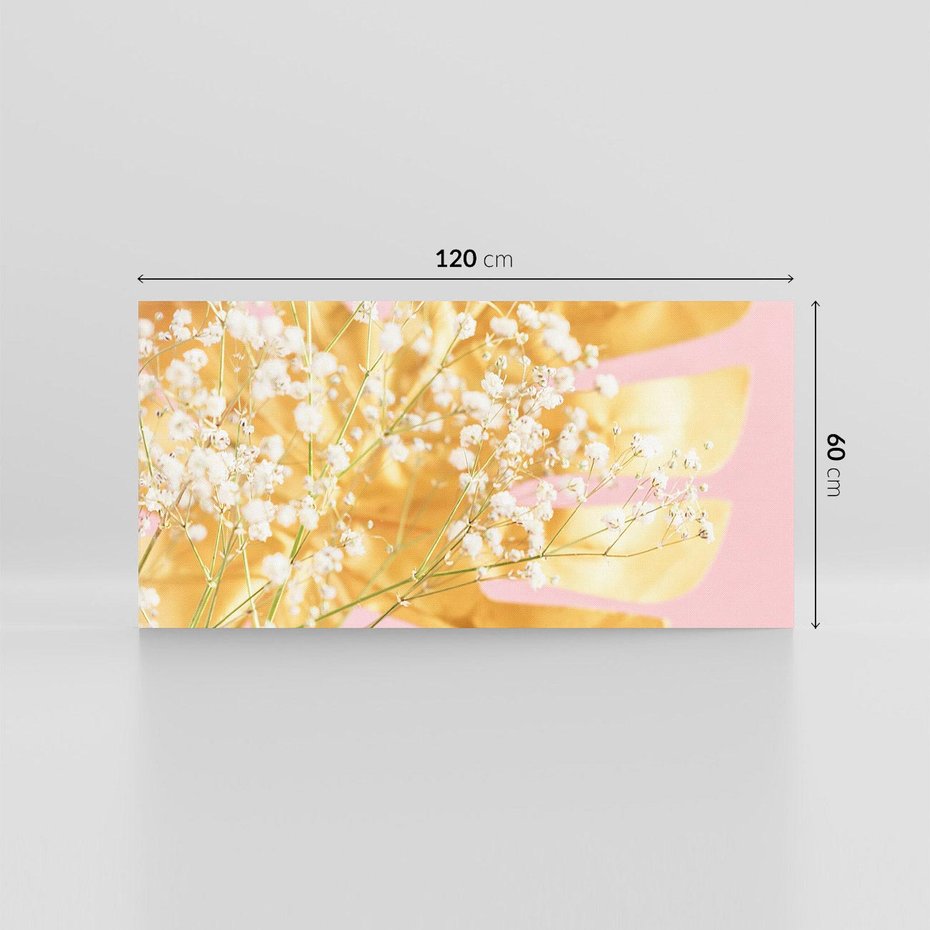 Obraz na płótnie 120x60 - : Elegancja w Złocie - złote, liście