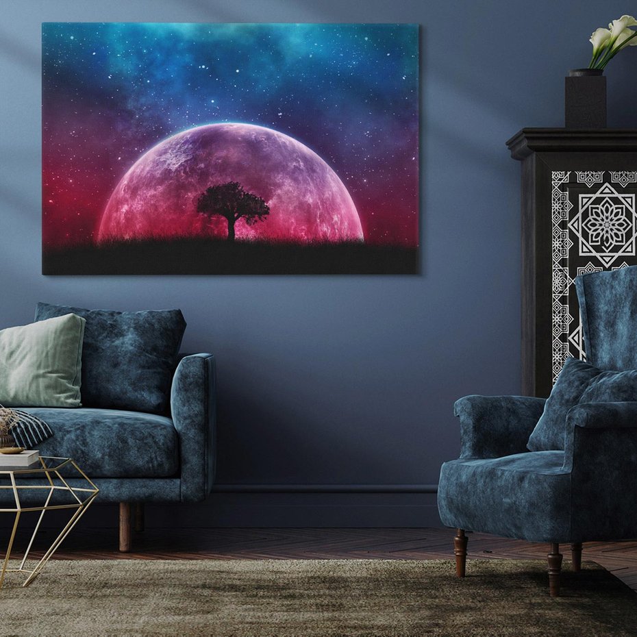 Obraz na płótnie 120x80 - Tajemnicza obecność kosmosu - księżyc, kosmos