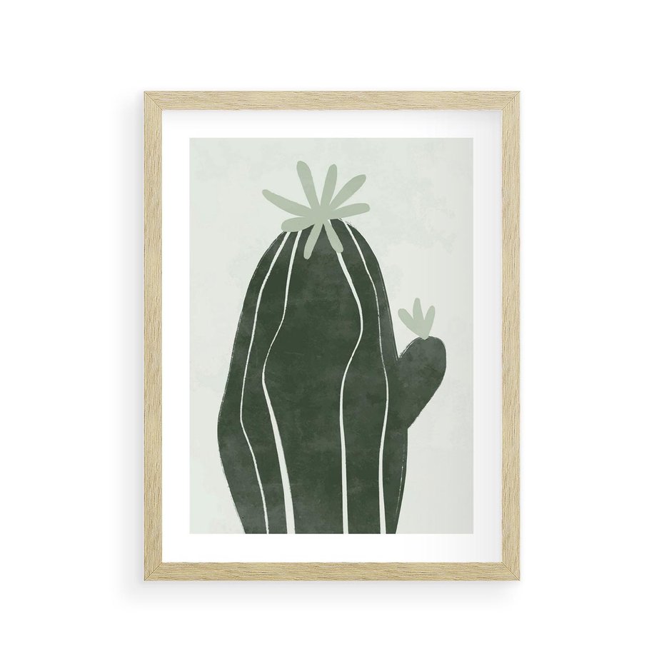 Plakat w ramie 30x40 - Zieleń Inspirującego Życia - zielony plakat, minimalizm - rama drewno