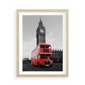 Plakat w ramie 50x70 - Autobusy w tętniącym życiem Londynie - Londyn, autobus - rama drewno