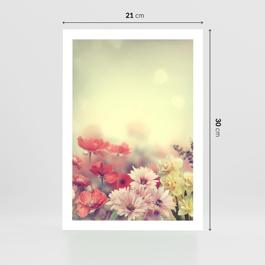 Plakat bez ramy 21x30 - Delikatne kwiaty pastelowe - kwiaty, pastelowe
