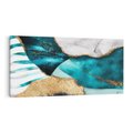 Obraz na płótnie 120x60 - Rozlane Turkusy - Turkusowe plamy, złote elementy