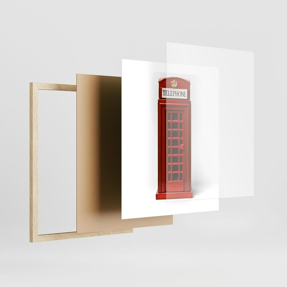 Plakat w ramie 40x50 - Ikona Londynu - Londyn, budka - rama drewno
