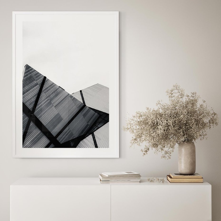 Plakat w ramie 40x50 - Nowoczesna Metropolia - architektura, proste linie - rama biała