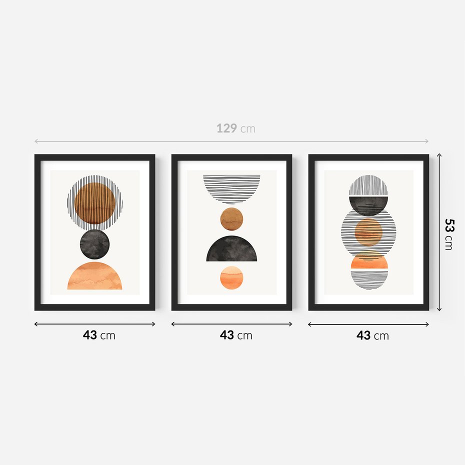 Zestaw obrazy w ramie 40x50 galeria - Geometryczne, nowoczesne - rama czarna