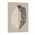 Obraz w ramie 80x120 - Spleciona Harmonia - sztuka nowoczesna, białe i czarne pióro - rama biała