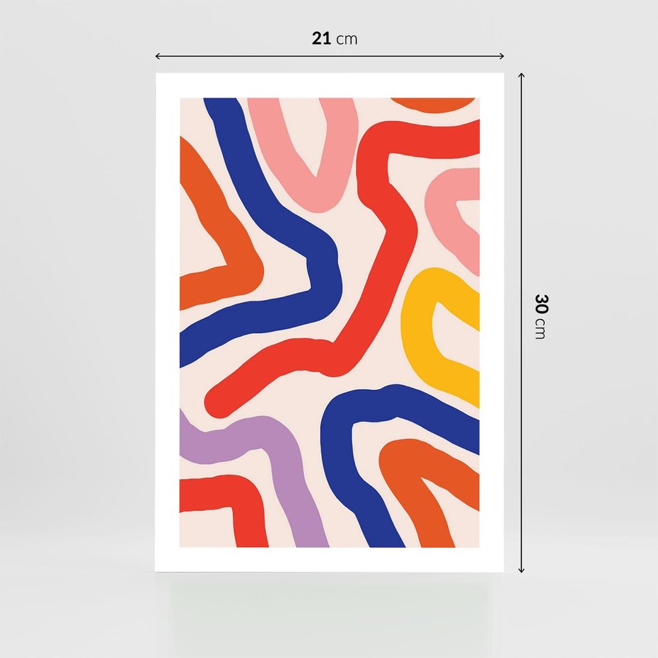 Plakat bez ramy 21x30 - Intrygujące Widzenia - abstrakcyjny kolorowy obraz, kolorowe linie