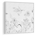 Obraz w ramie 80x80 - Tropiki w Monochromie - czarno biały szkic, tropikalne ptaki - rama biała