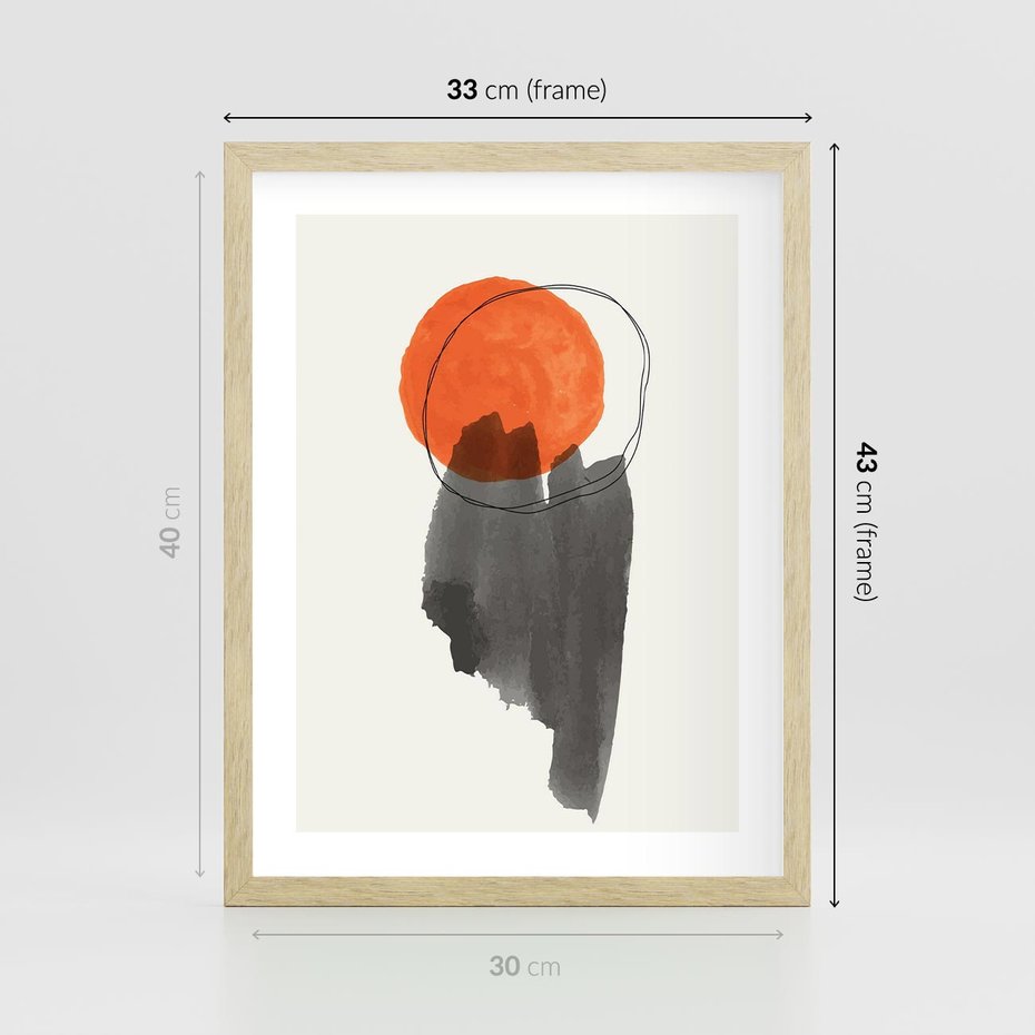 Plakat w ramie 30x40 - Księga Form - abstrakcyjne nieregularne plamy, czarny - rama drewno