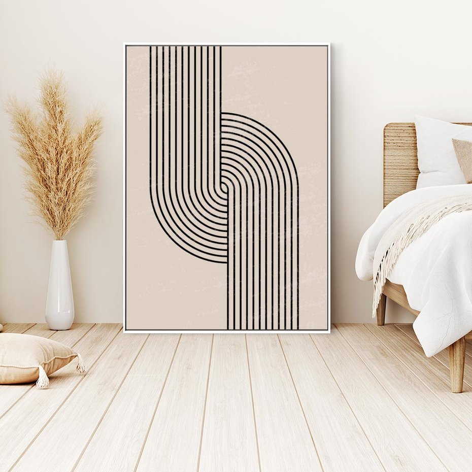 Obraz w ramie 80x120 - Puls Abstrakcji - abstrakcyjne linie, geometria - rama biała