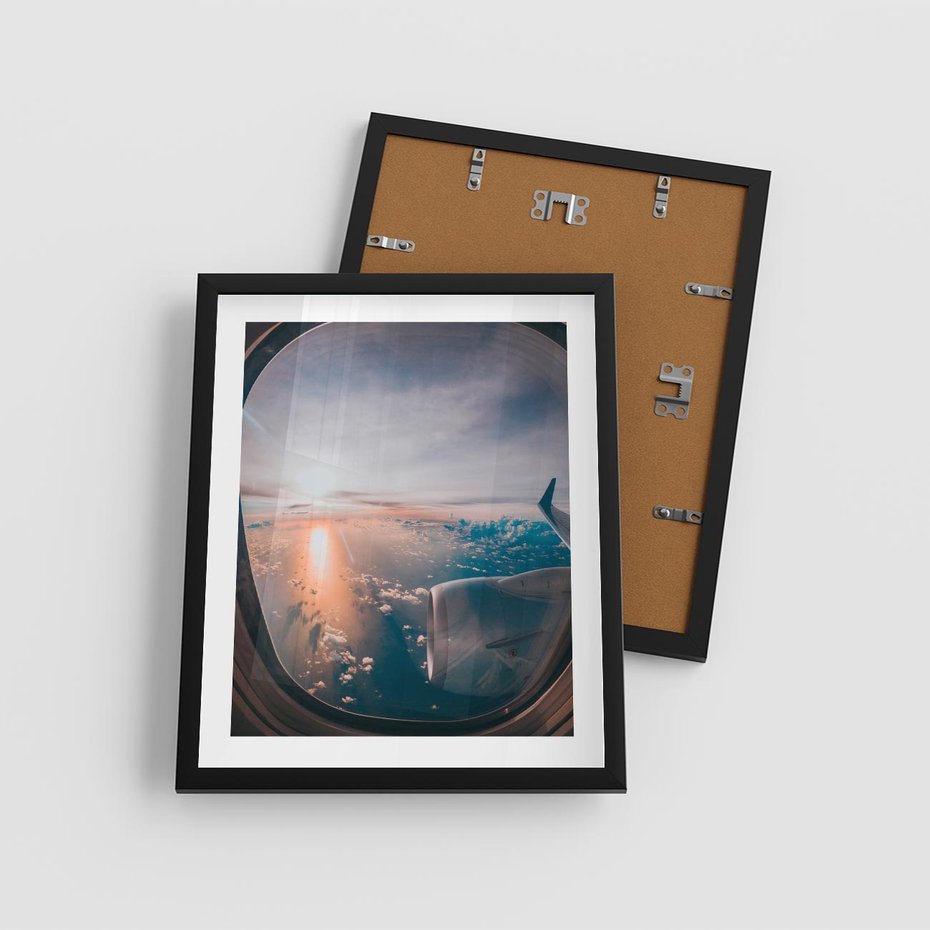 Plakat w ramie 40x50 - Widok z Góry - fotografia, zdjecie z okna samolotu - rama czarna