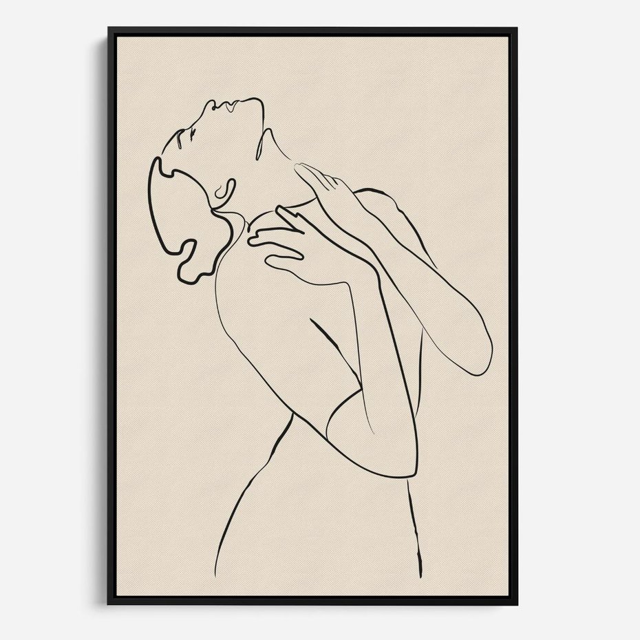 Obraz w ramie 70x100 - Bezkresny Taniec - kobieta, szkic - rama czarna