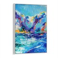 Obraz w ramie 50x70 - Mistyka Górskich Marzeń - abstrakcja, pejzaż gór - rama biała