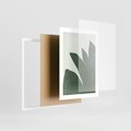 Plakat w ramie 30x40 - Oaza Harmonii - abstrakcyjny kształt, zielony plakat - rama biała