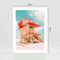 Plakat bez ramy 30x40 - Rajski Widok - plaża miami, domek ratownika