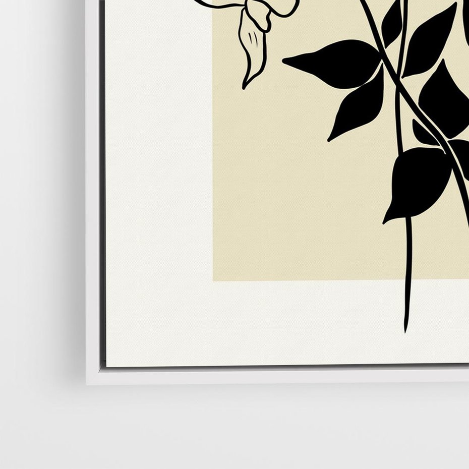 Obraz w ramie 50x50 - Malowane szkicowe tęsknoty - kwiaty, typografia - rama biała