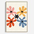 Obraz w ramie 70x100 - Taniec Akwareli - abstrakcyjne wielokolorowe kwiaty, minimalizm - rama drewno