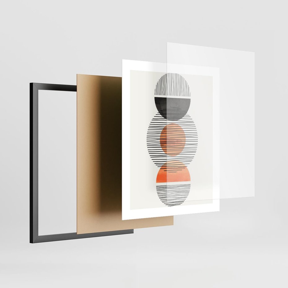 Plakat w ramie 40x50 - Geometryczna Abstrakcja - abstrakcja, nowoczesny obraz - rama czarna