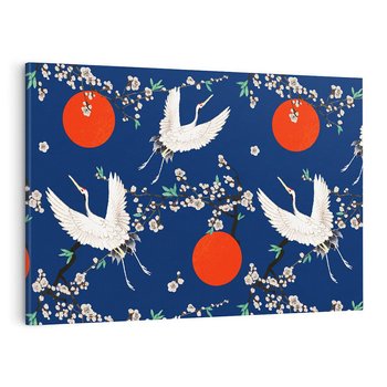 Obraz na płótnie 120x80 - Japońskie Żurawie Indygo - sztuka japońska, japonia