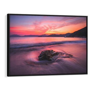 Obraz w ramie 70x50 - Zaklęty Zachód - magiczny zachód słońca, fioletowe - rama czarna