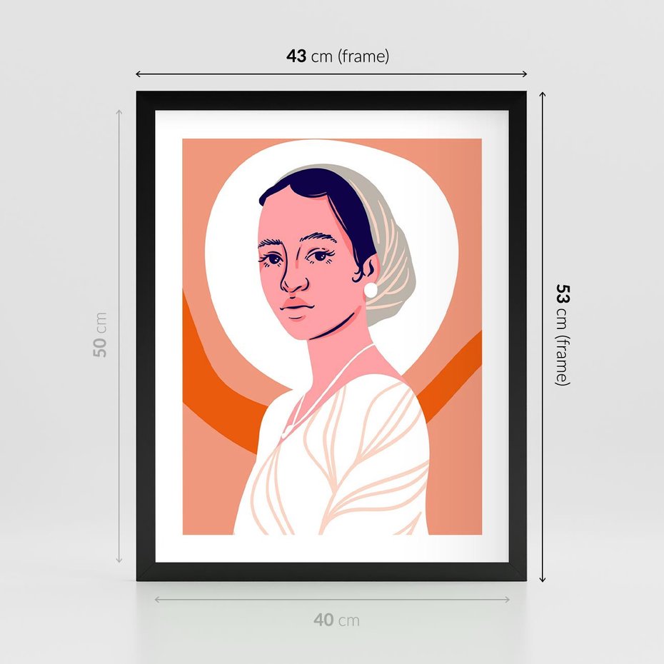 Plakat w ramie 40x50 - Kobieca Harmonia - nowoczesny plakat, styl retro - rama czarna