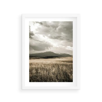 Plakat w ramie 50x70 - Nostalgiczny Krajobraz - pole, krajobraz - rama biała