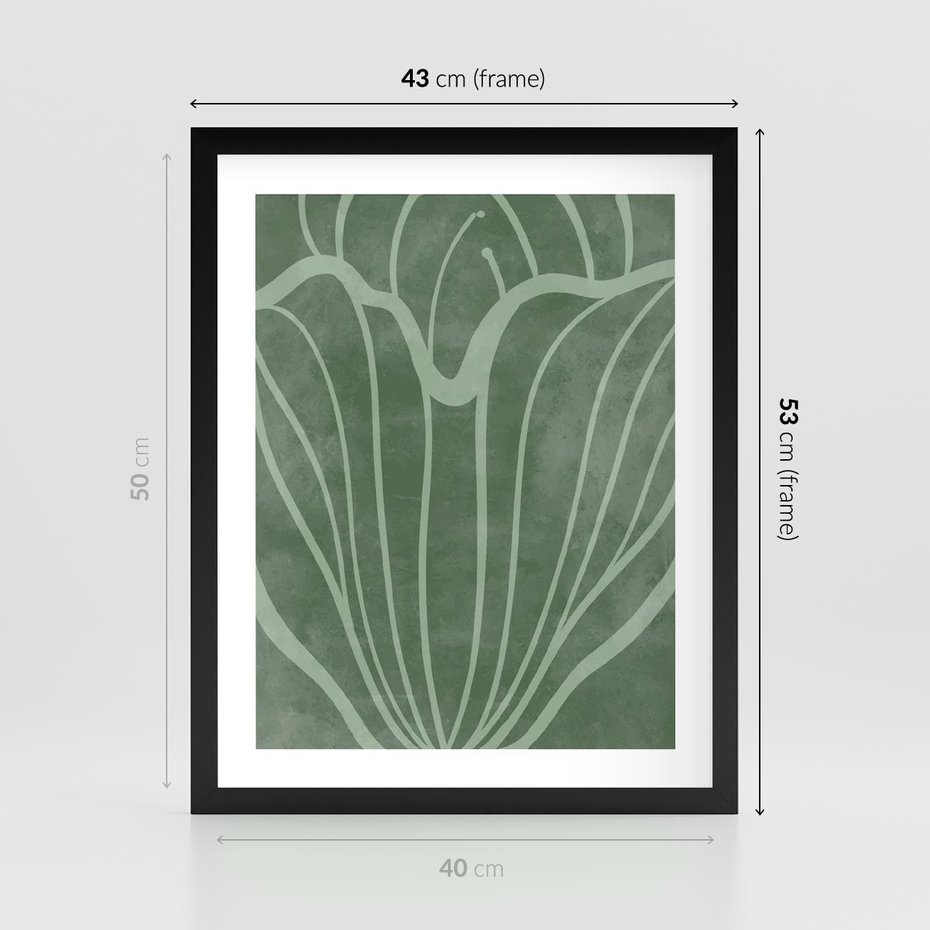 Plakat w ramie 40x50 - Zieleń Kształtująca Spokój - zielony plakat, roślinne inspiracje - rama czarna