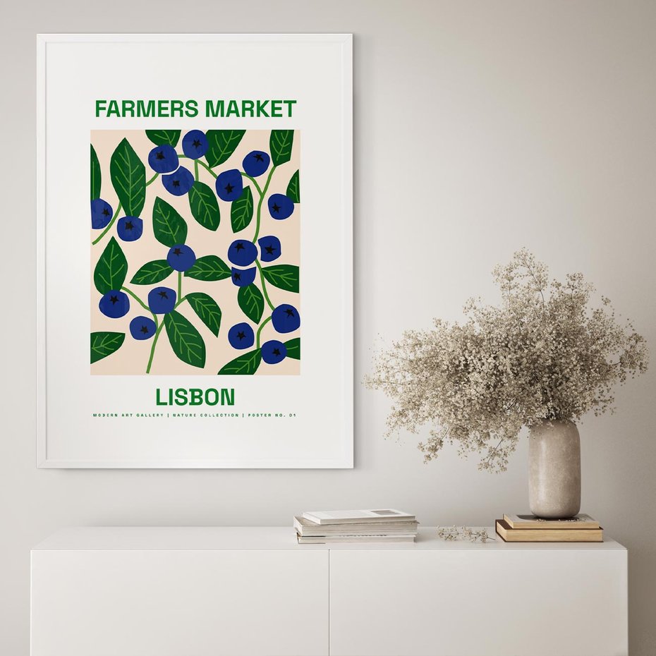 Plakat w ramie 50x70 - Rozkwitający Taniec - rośliny, wazon - rama biała