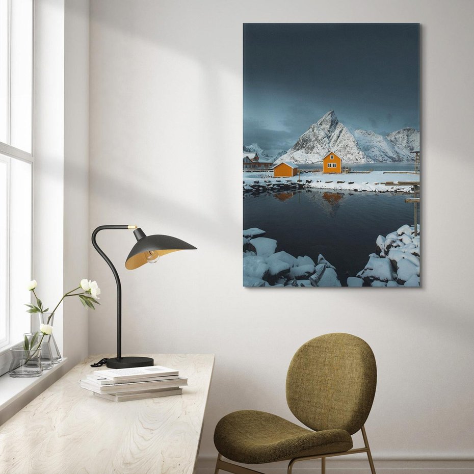 Obraz na płótnie 70x100 - Minimalizm i Urok Natury - skandynawskie, domki