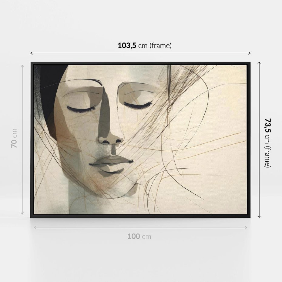 Obraz w ramie 100x70 - Tylko Zamknij Oczy - twarz kobiety, zamknięte oczy - rama czarna