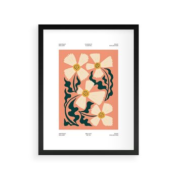 Plakat w ramie 30x40 - Refleksje w roślinnym odbiciu - kwiatowa kompozycja, minimalizm - rama czarna