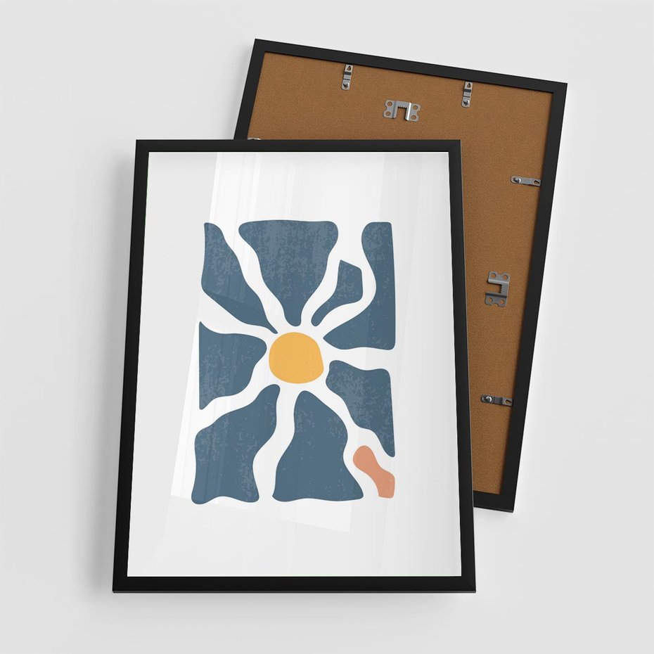 Plakat w ramie 50x70 - Kwiatowy Rezonans - nowoczesna kwiatowa grafika, styl retro - rama czarna