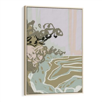 Obraz w ramie 70x100 - Wizja Przestrzeni - pastelowy krajobraz, nowoczesny plakat - rama drewno