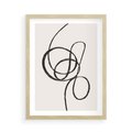 Plakat w ramie 50x70 - Migotliwa Kreatywność - abstrakcyjne szkicowane linie, minimalizm - rama drewno