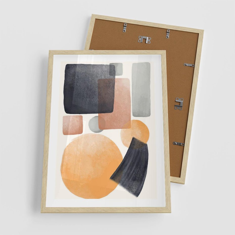 Plakat w ramie 50x70 - Geometria w Abstrakcji - abstrakcja, proste formy - rama drewno